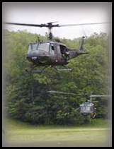 UH-1 Hueys hovering at Camp Edwards