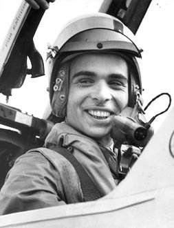 King Hussein of Jordan preparing to fly a Vampire aircraft in 1955