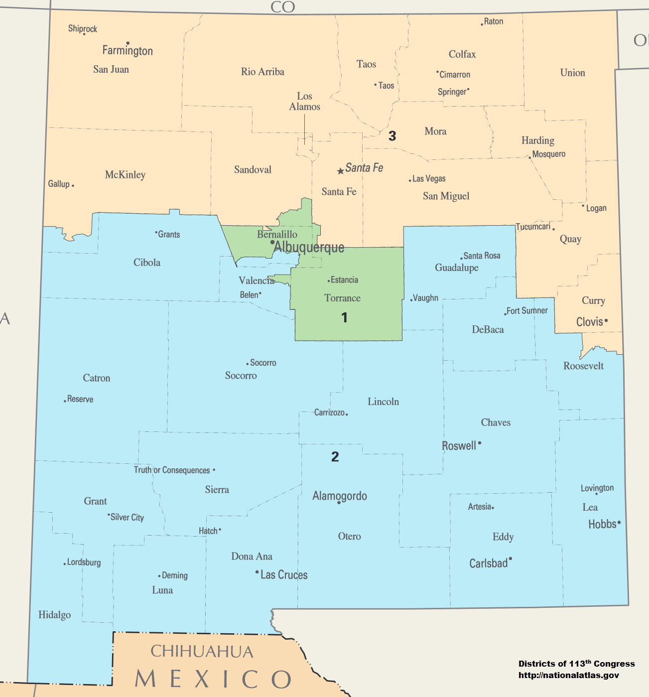 Image New Mexico Congressional Districts, 113th Congress
