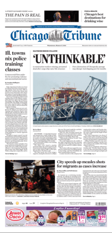 Front page of the Chicago Tribune, March 27, 2024.png