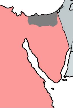 Map that shows areas in Egypt with strong ISIS presence or control in some parts