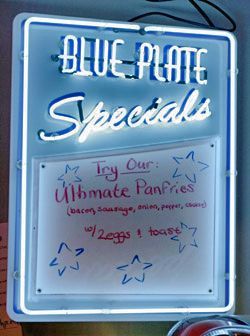 Blue plate special sign