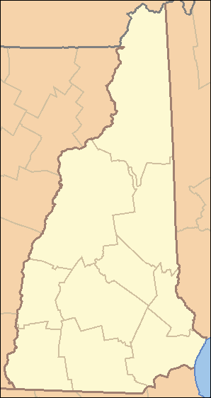 A map of the US state of New Hampshire with county borders.