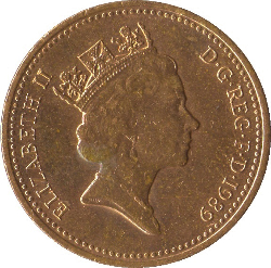 British one penny coin 1989 obverse