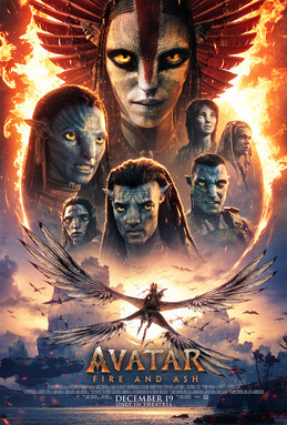 The films theatrical poster showing the film characters, including Varang, who is in the center of the poster, with another depiction of her flying in her banshee is also shown.