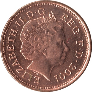 Illustration of the 2001 issue UK penny obverse