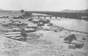Yuma Crossing and RR bridge in 1886