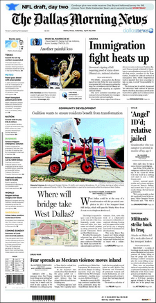 Dallas Morning News front page April 24 2010.png