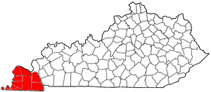 Map of Kentucky highlighting Purchase