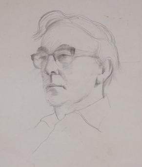 Pencil drawing of Causley by Stanley Simmonds