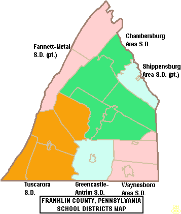 Map of Franklin County Pennsylvania School Districts