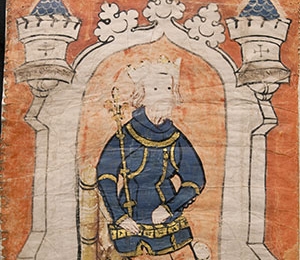 Waterford Charter Roll - Edward III on throne
