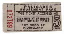 Palisades Amusement Park Ride Ticket