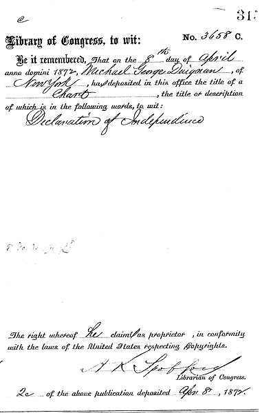 1872 Moss Declaration of Independence copyright