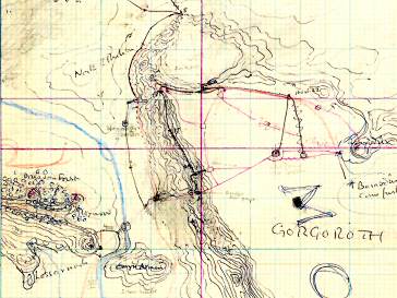 Gondor Mordor Contour Map Detail Graphpaper