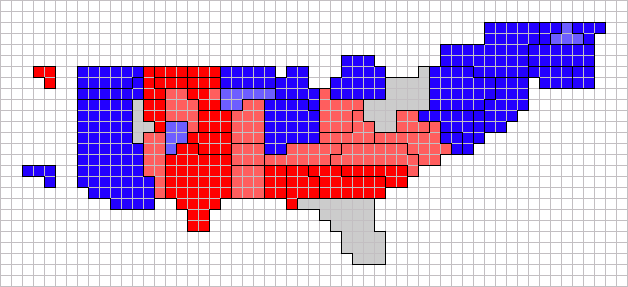 Cartogram 2008 red blue