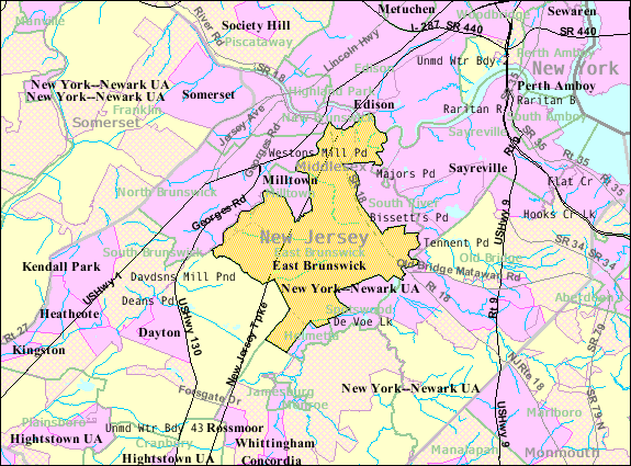 Image: Census Bureau map of East Brunswick, New Jersey