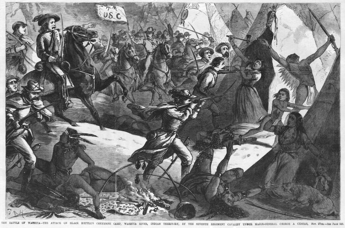 Image The Battle of Washita, the attack on Black Kettle's Cheyenne camp