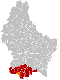 Map showing, in orange, the Esch-sur-Alzette commune