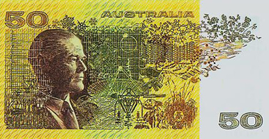 Australian $50 note paper back