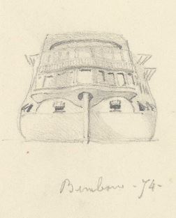 HMS Benbow (detail) Study of HMS 'Benbow' and other vessels in Portsmouth Harbour, 1826 RMG PZ0910.jpg
