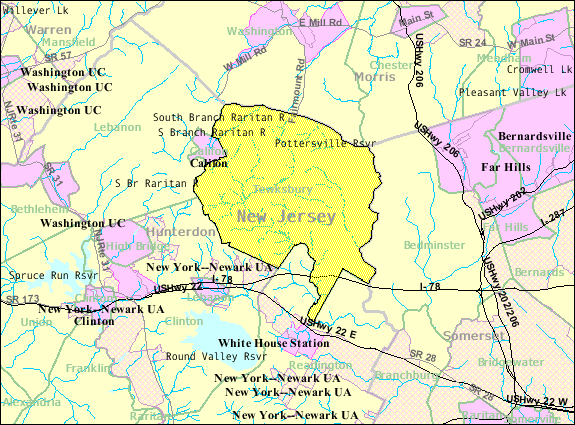 Image: Census Bureau map of Tewksbury Township, New Jersey