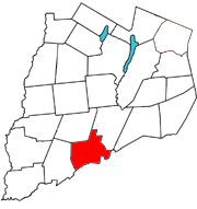 Otsego County map with the Town of Oneonta in Red