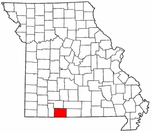 Map of Missouri highlighting Taney County