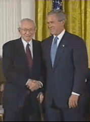 Gordon B. Hinckley and George W. Bush