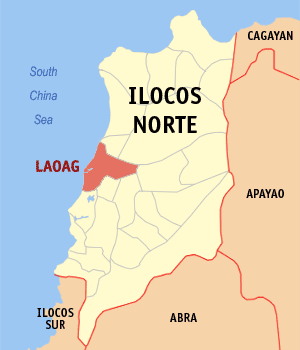 Map of Ilocos Norte with Laoag highlighted