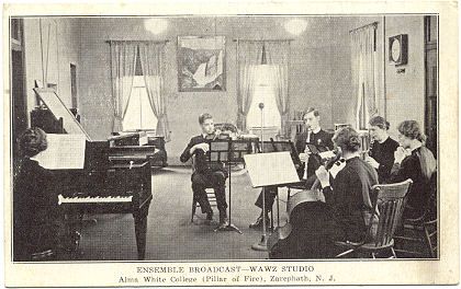 Music ensemble at Alma White College, Pillar of Fire Church (ca. 1920)