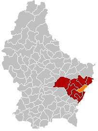 Map showing, in orange, the Grevenmacher commune