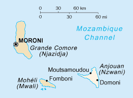 Anjouan is the rightmost island of the Comoros islands.