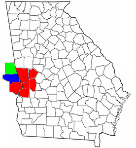 Location of the Columbus, Georgia–Auburn, Alabama CSA and its counties:     Columbus, Georgia Metropolitan Statistical Area     Auburn-Opelika, Alabama Metropolitan Statistical Area     Valley, Alabama Micropolitan Statistical Area