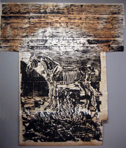 'Grane' by Anselm Kiefer. Woodcut with paint and collage on paper mounted on linin, Museum of Modern Art (New York City)