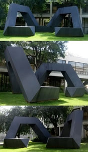 'The Fourth Sign', painted steel sculpture by Tony Smith, 1976, University of Hawaii at Manoa