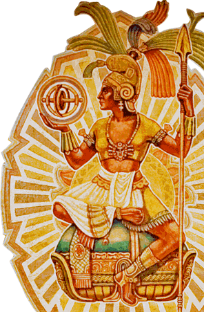 Detail of Queen Califia in the "California's Name" mural (Lucile Lloyd, 1937) (cropped)