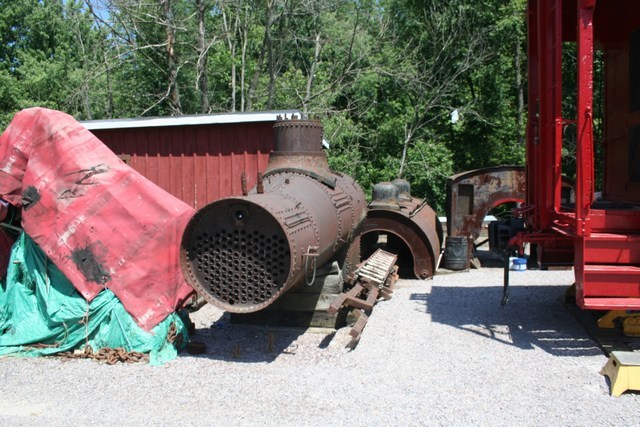 Disassembled steam locomotive at the Mid-Continent Railway Museum - December 2008
