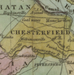 Map of Virginia and Maryland, constructed from the latest authorities (NYPL b15025186-433986) (Cropped for Richmond Petersburg Railroad)