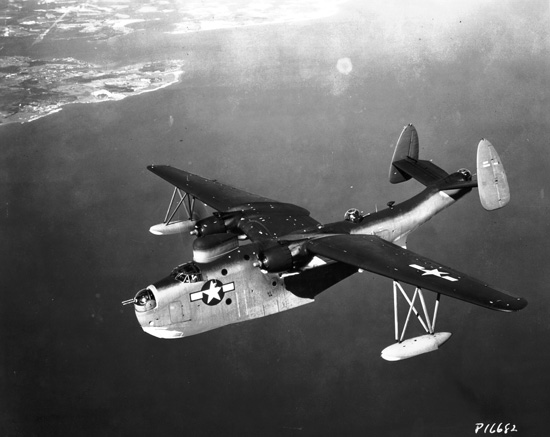 Martin PBM-5 Mariner in flight, circa in 1945 (SDASM 00006374)