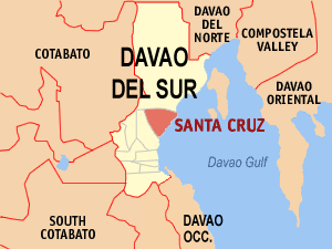 Map of Davao del Sur with Santa Cruz highlighted