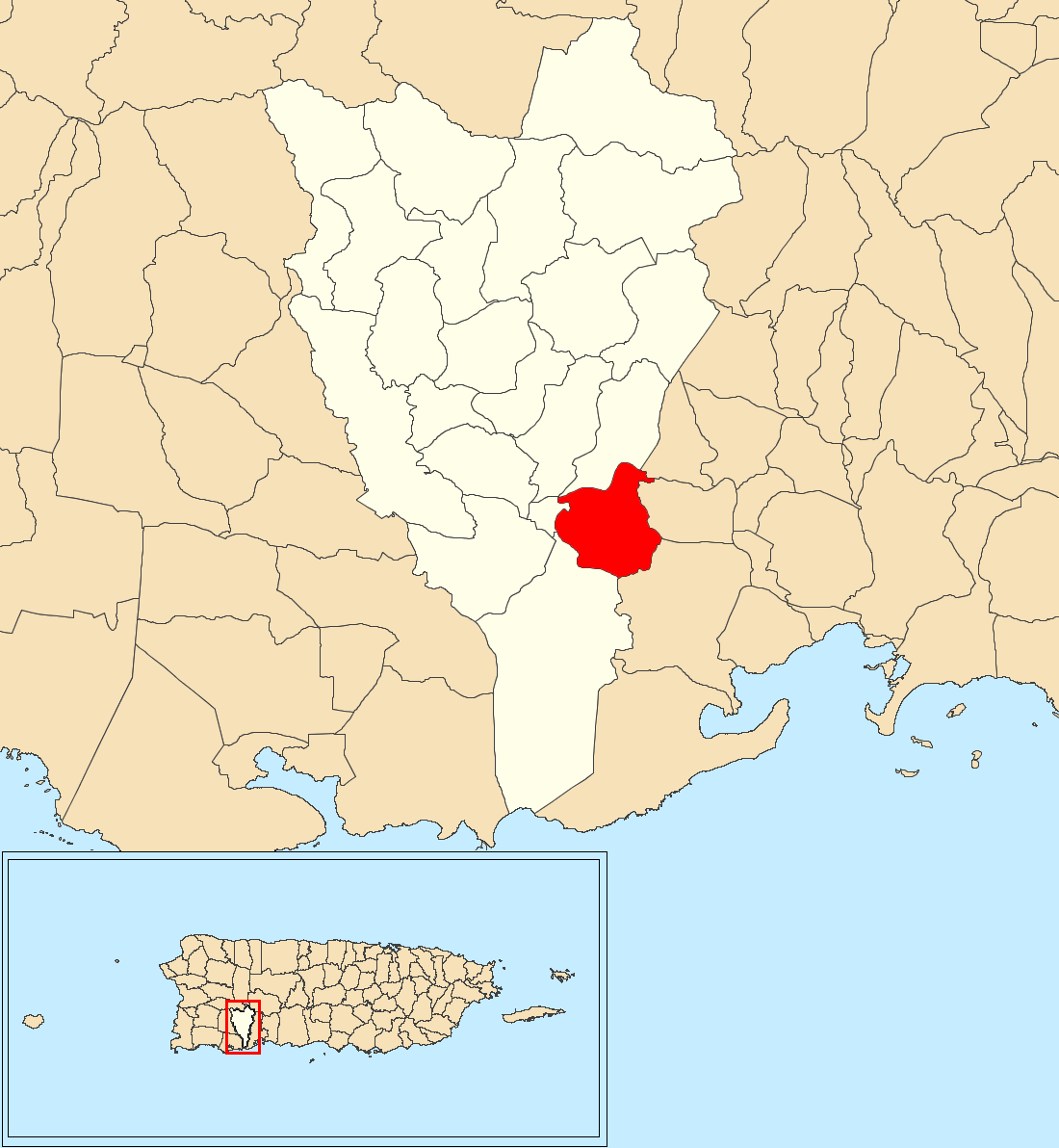 Image: Jácana, Yauco, Puerto Rico locator map