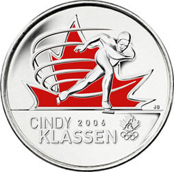 Cindy Klassen 25-cent coin coloured