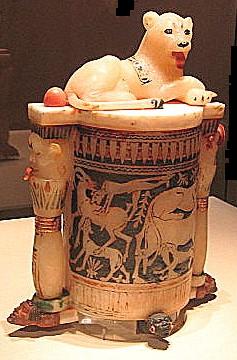 Lioness Bast cosmetic jar 83d40m tut burial artifact