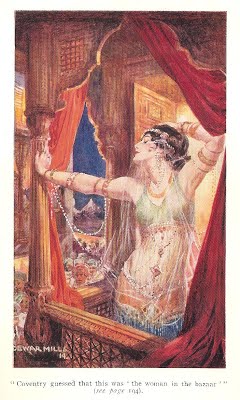 Woman in bazaar by Alice Perrin illustrated by J Dewar Mills