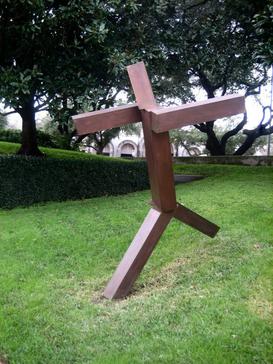 Untitlrd bronze sculpture by Joel Shapiro, 1990, Museum of Fine Arts, Houston