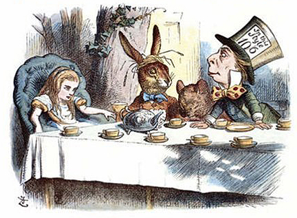 John Tenniel- Alice's mad tea party, a colori