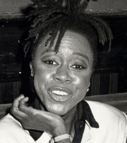 Black and white headshot of Danitra Vance mid-smile
