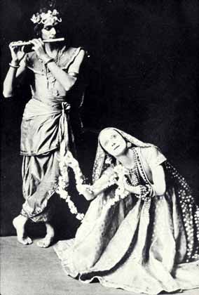 Uday Shankar and Ana Pavlova in 'Radha-Krishna' ballet, ca 1922