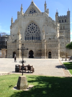 Steeple finial from church of St Mary Major near West Front of Exeter Cathedral